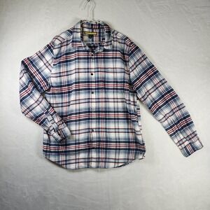 Prince & Fox Mens XL Flannel Shirt Button‎ Up Long Sleeve Blue Red Plaid